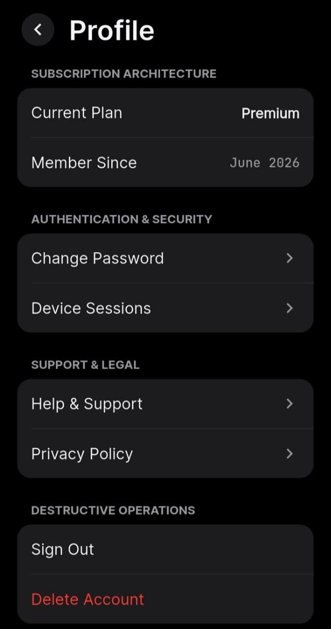 Zen VPN profile screen